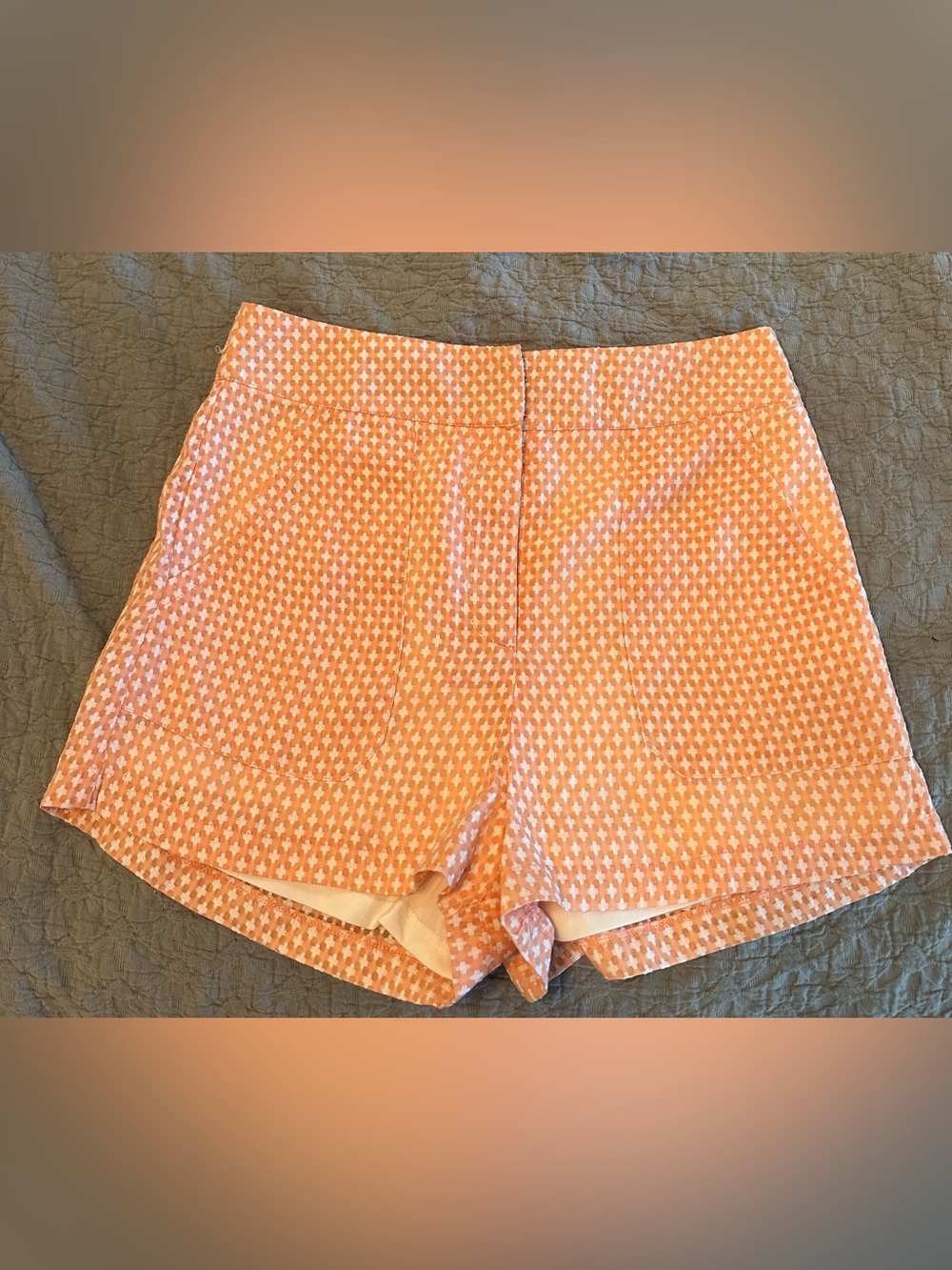TCEC Orange Printed High-Waist Shorts